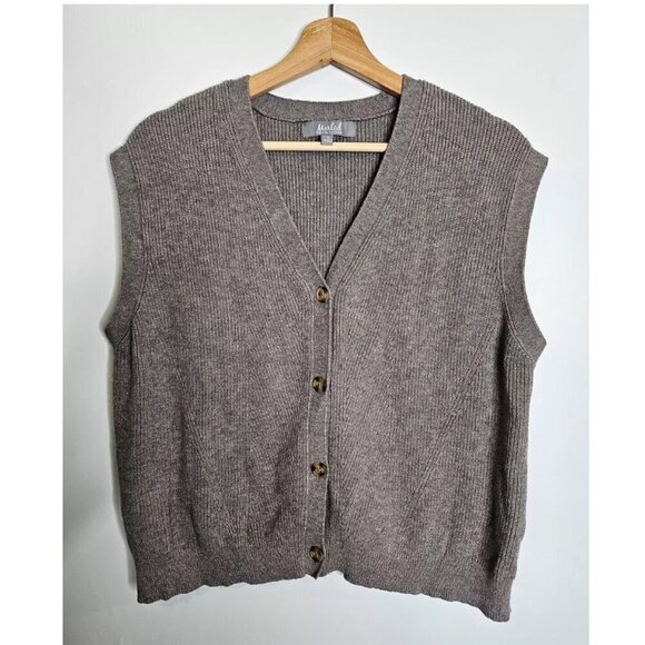 Marled Reunited Clothing V-Neck Button Cardigan Sweater Vest Gray Women's XL - Picture 1 of 7